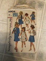 VTG 60s Simplicity Sewing Pattern 5904 Girls Sz 14 Dress and Jacket - £13.66 GBP