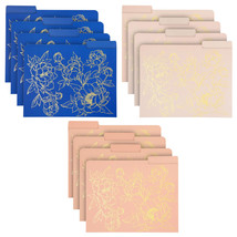 12 Pack Office Floral File Folders With 1/3 Inch Tabs, 3 Colors, 11.5 X ... - £29.93 GBP