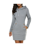 Slim Type Dress Popular Hoodie Hooded High Collar Women Long Sleeve Sweater - £23.32 GBP