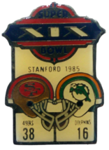 Vintage Starline Super Bowl 19 XIX Pin Stanford 1985 49ers 38 Dolphins 16 - £11.39 GBP