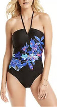 Calvin Klein Printed Halter One-Piece Black Multi Island Floral Swimsuit... - £47.16 GBP