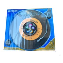 Verbatim 5 Pack Digital Vinyl CD-R Color with Cases Blank Media  80 Minu... - $9.89