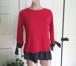 IZOD sweater pullover layered  crew neck Small red 3/4 tie sleeves - $13.67