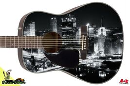 Guitar Skin Axe Wrap Re-skin Vinyl Decal Lefty Acoustic  Bright City Nig... - $47.47