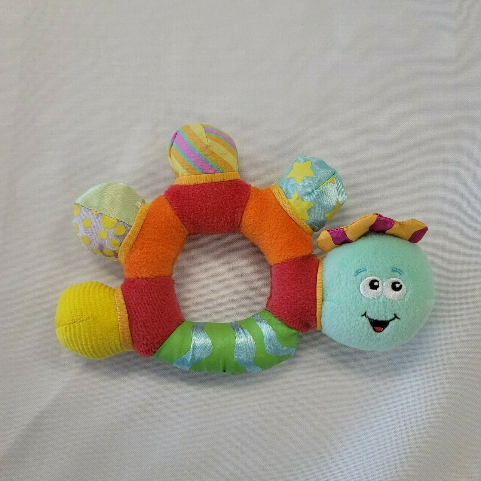 VTG The First Years Snail Bug Insect Ring Rattle Stuffed Plush Baby Toy Squeak - $24.74