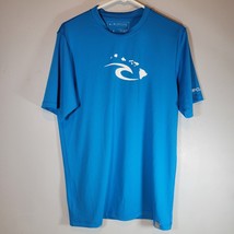 Rip Curl Shirt Mens Medium Hawaii Wave Surf Nylon Spandex Blue Short Sleeve - £10.60 GBP
