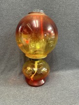 ANT/VTG P &amp; A Risdon Mfg. Co Danbury Ct Amberina Glass Globe Oil Hurricane Lamp. - £75.87 GBP