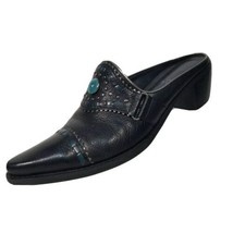 Franco Sarto Slip On Dress Shoes Women 6.5 Slide Mule Black Leather Heel Point - £18.91 GBP