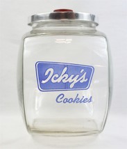 VINTAGE Circa 1940s Anchor Hocking Icky&#39;s Cookies Countertop Jar Antique - $178.19