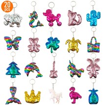 20Pcs Sequin Keychain Party Favors Flip Sequin Keychains For Kids S Gi - £15.97 GBP