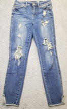 Seven7 Jeans Womens Size 6 Blue Denim Cotton Distressed High Rise Ankle Leggings - $25.86