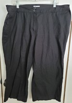 Womens Plus 20 Avenue Black Linen Blend Cropped Capris Pants Summer Casual - £15.07 GBP