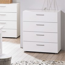 Contemporary Style White 4-Drawer Bedroom Bureau Storage Chest - £225.08 GBP