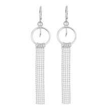 Stunning Beaded Chain Tassel Circle Drop Sterling Silver Dangle Earrings - £19.77 GBP