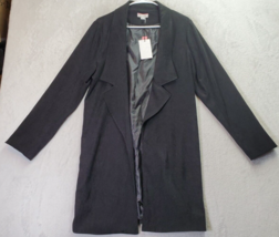 Andree By Unit Mid Length Coat Womens Medium Black Long Casual Sleeve Open Front - £17.98 GBP