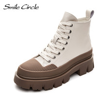 Smile Circle Ankle Boots Women Flat platform Boots Fashion Autumn Winter Non-sli - £81.44 GBP