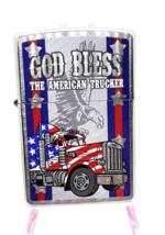 God Bless The American Trucker Zippo Lighter Satin Chrome - $27.99