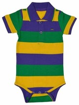 Mardi Gras Purple Green Yellow Knit 3 Mth Baby Infant Short Sleeve Romper - £16.35 GBP
