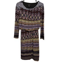 R&amp;M Richards Dress Size 10 Medium Geometric Blouson Multicolor Polyester Spandex - £11.37 GBP