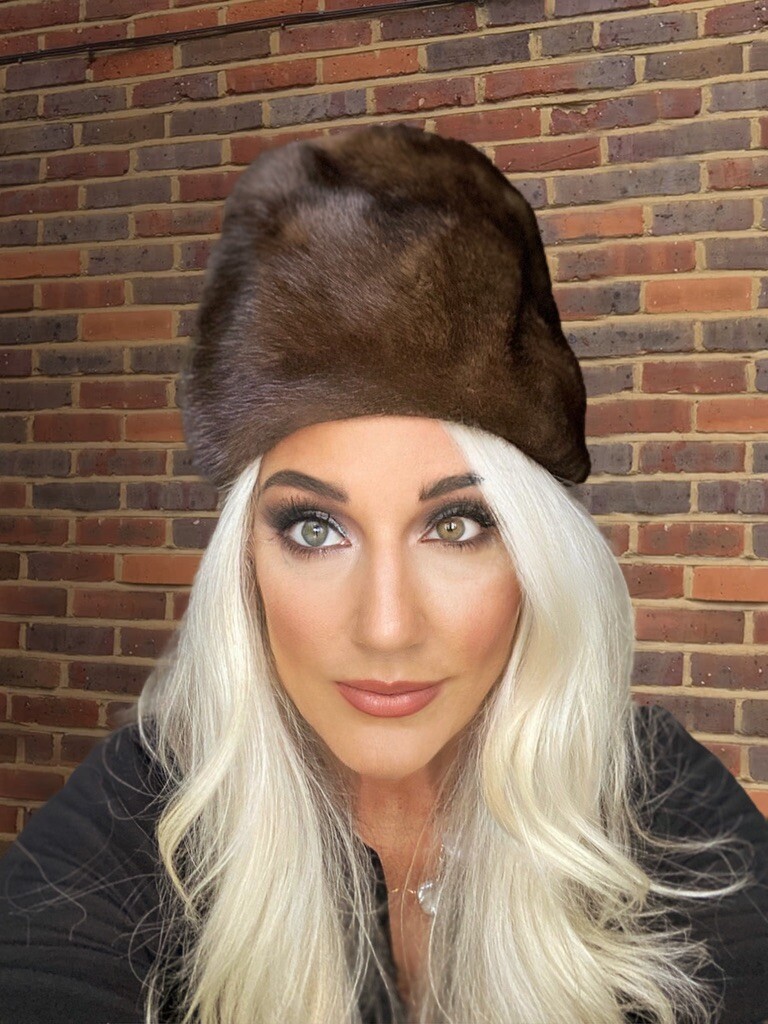 VTG Mink Fur Hat Dark Brown Amrose New York 21 3/4" Cool Shape Near Mint 1960s Item image 5