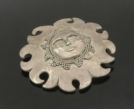 925 Sterling Silver - Vintage Shining Sun Face Motif Brooch Pin  - BP8923 - £92.97 GBP