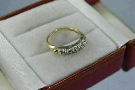 1Ct Redondo Imitación Diamante Aniversario Anillo de Boda 14k Oro Amarillo Baño - £74.30 GBP