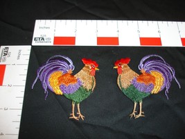 Vintage Game Cocks fighting chickens patch set of two patches - £9.65 GBP