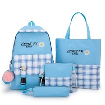 4 Piece Set School Bag For Girl Fashion Canvas Women Backpack College Bag For Gi - £35.87 GBP