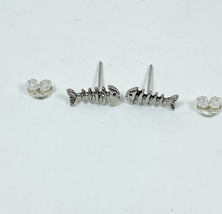Minimalist Fishbone Stud Earrings 925 Sterling Silver, Handmade Teens Earrings - £7.90 GBP