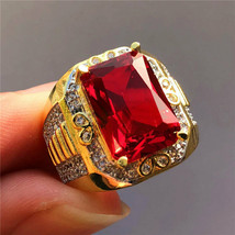 Elvis Presley TCB NY Concert Jumpsuit Stage Men Ring Red Ruby Simulated Wedding - £18.38 GBP