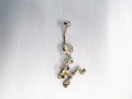New Climbing Tree Frog Charm 14g Clear Cz Navel Belly Ring Body Piercing Jewelry - £4.77 GBP