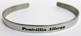 Medical Penicillin Allergy Silver Aluminum 1/5" x 6" Bracelet, Free Ship... - $12.95