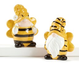 Bee Gnome Salt Pepper Shaker Set Ceramic 3.5&quot; High Gift Table Accessory ... - £17.89 GBP