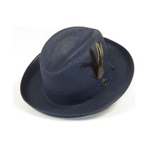 Men Bruno Capelo Summer Spring Soft Straw Style Hat Godfather GF204 Navy image 2