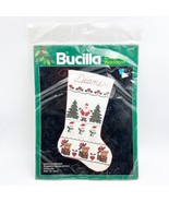 Bucilla Christmas Heirloom Stocking SANTA &amp; FRIENDS Cross Stitch Kit #82474 - £23.46 GBP
