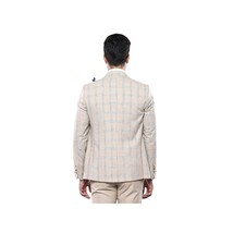 Men 3pc European Vested Suit WESSI by J.VALINTIN Extra Slim Fit JV31 Beige plaid image 7