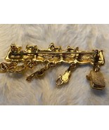 Gold Tone Vintage Cat Kitten Rhinestone Pin Pendant Ornament Jewelry Brooch - £11.78 GBP