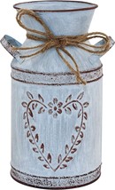 Vintage Farmhouse Vase For Centerpieces, Rustic Metal Flower Vase With - $39.05