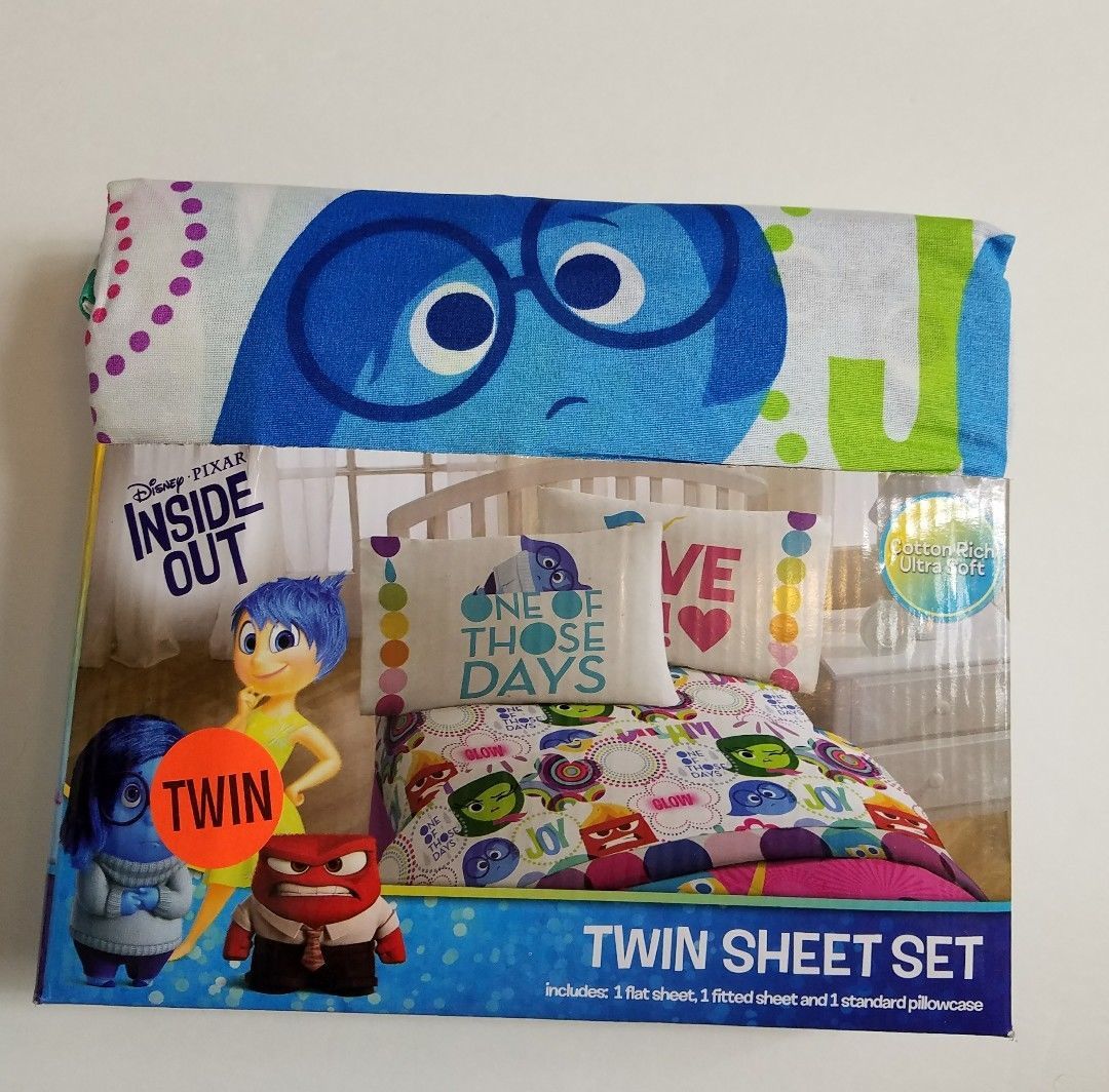 Inside Out Movie Disney Pixar twin sheet set joy sadness kids tween teen - $28.71