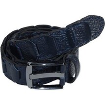 Men Genuine Leather Belt PIERO ROSSI Turkey Crocodile print Hand Stitch #69 navy image 6