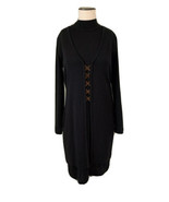 Nina Patrick Black Wool Blend Sweater Dress Women’s Size Medium - £30.27 GBP