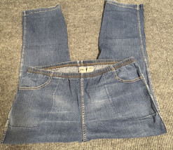 Just My Size Pant Women 3X (22-24W) Petite Blue Denim Jeans Distressed Hems - $20.67