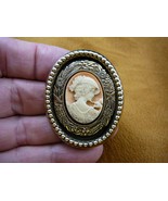 (CS4-16) SAUCY HAT woman peach white CAMEO Jewelry brooch pendant Necklace - €26,59 EUR