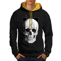 Wellcoda Cool Skull Minimal Mens Contrast Hoodie, Spooky Casual Jumper - £31.46 GBP