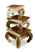 Opium Table Solid Wood Side Table Flower Stand Pedestal Asia Thai - $47.05+