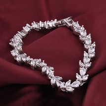 18.75CT Marquise &amp; Pear Cubic Zirconia Fashion 7&quot; Tennis Bracelet in 925 Silver - £153.02 GBP