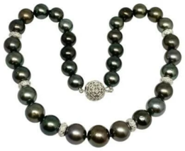 Diamond Tahitian Pearl 18k Gold Necklace 13.25 mm 17&quot; Certified $24,500 914433 - £4,700.69 GBP