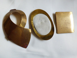 VTG Lot of 3 Brass metal large belt Buckles - £19.78 GBP