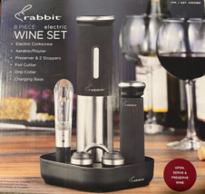 Rabbit Electric Wine Opener Set 8 Piece Set W/Foil Cutter, Aerator, Stoppers - £11.92 GBP