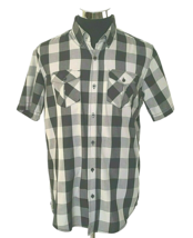 Industrial Brand Shirt Men&#39;s Size Medium Button Front Casual Black &amp; Gray Check - £11.88 GBP